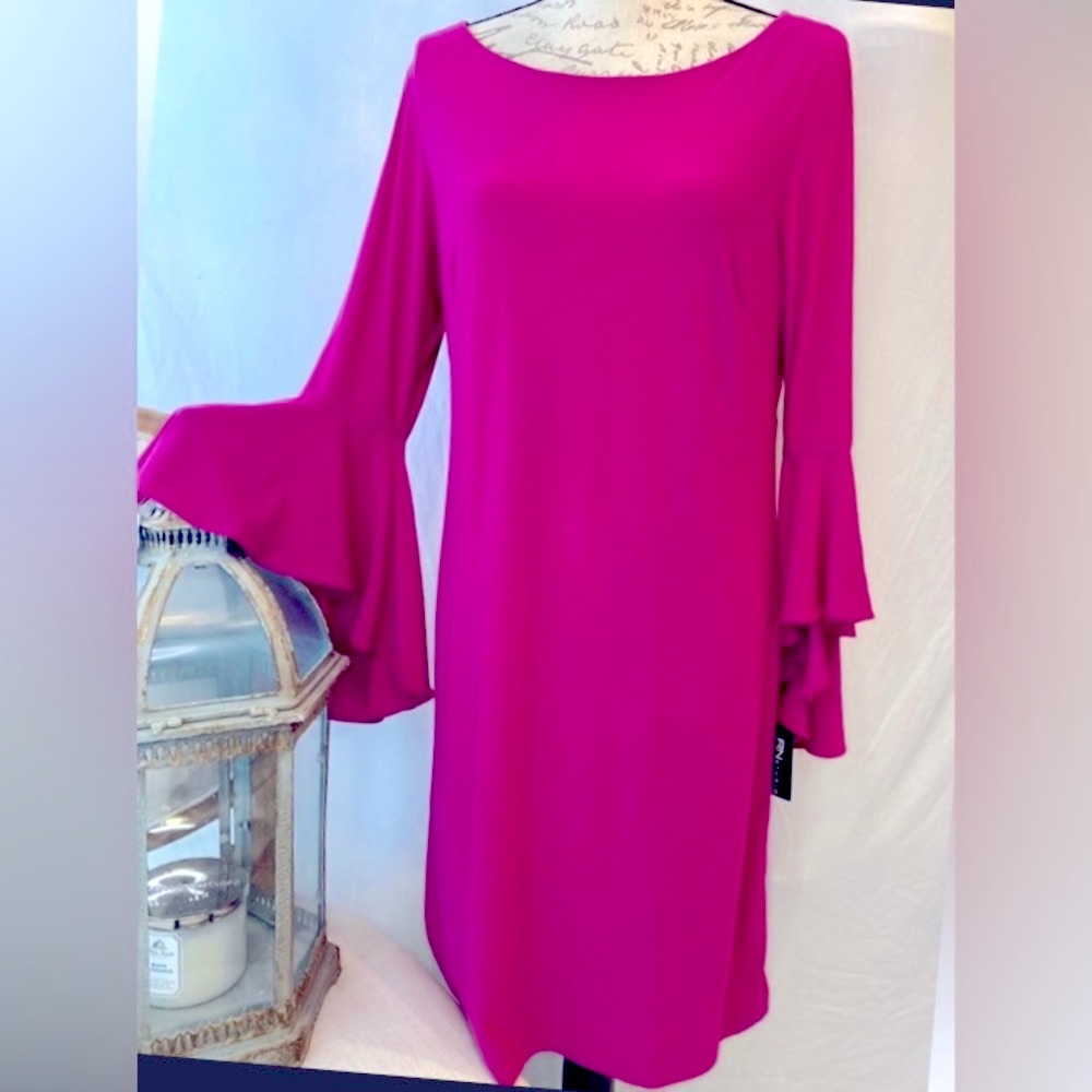 Rn Studio Azalea Flounce Bell Sleeve Round Neck Zipper Back NWT 10
